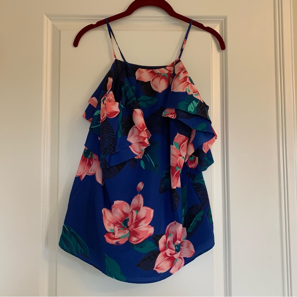 Banana Republic Tropical Floral Cold Shoulder Top XS - Picture 5 of 9